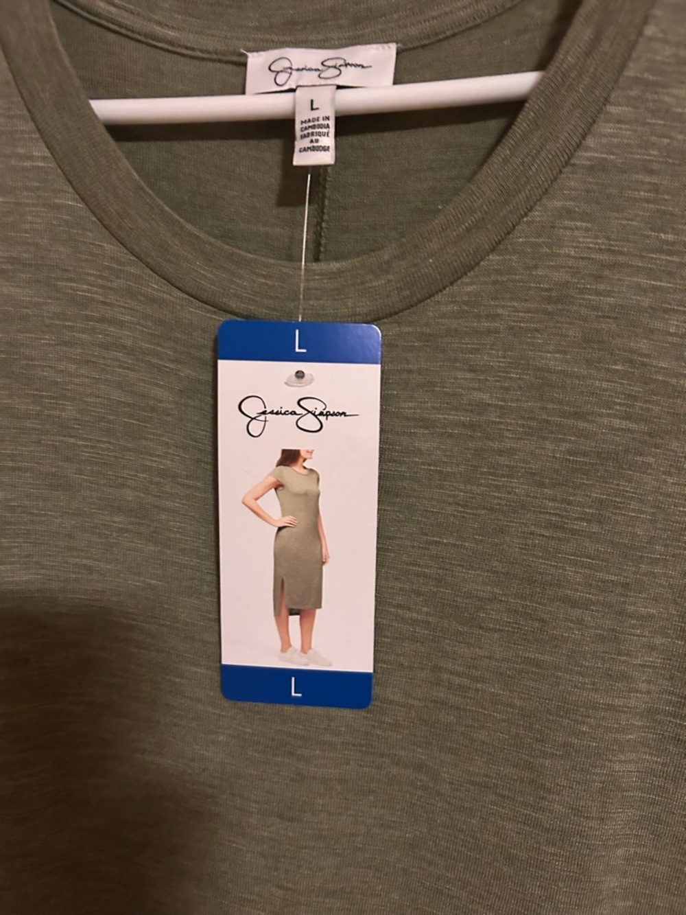 Jessica Simpson Boden Green  Slit Side Midi Dress w Slight Hi-Low Hem